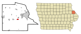 Dubuque County Iowa Incorporated and Unincorporated areas Peosta Highlighted.svg