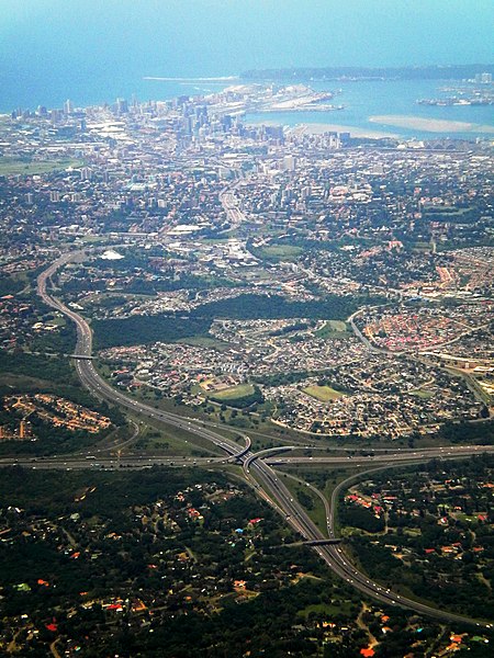 N3 freeway approaching Durban, N2/N3 E.B. Cloete Interchange in the foreground