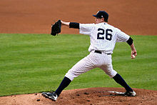 Moseley pitching for the Scranton/Wilkes-Barre Yankees, Triple-A affiliates of the New York Yankees, in 2010.