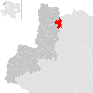 Location of the municipality of Eggern in the Gmünd district (clickable map)