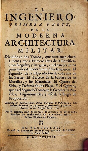 File:El Ingeniero Primera Parte, de la moderna architectura militar by Sebastian Fernandez de Medrano 1687.jpg