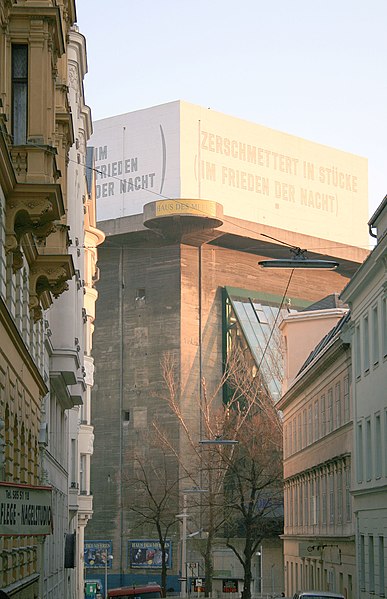 Flakturm at Esterházypark in Vienna: Zerschmettert in Stücke (im Frieden der Nacht) / Smashed to pieces (in the still of the night) (1991)