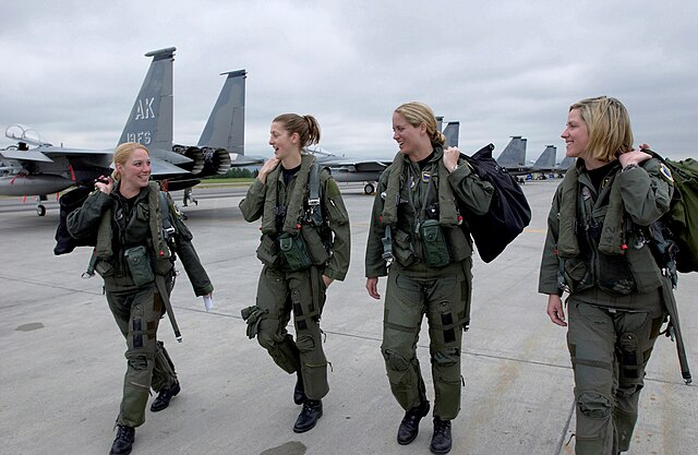 USAF fighter pilots heading to their jets before takeoff (2006)