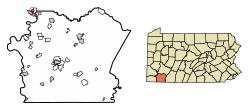 Location of Belle Vernon in Fayette County, Pennsylvania.