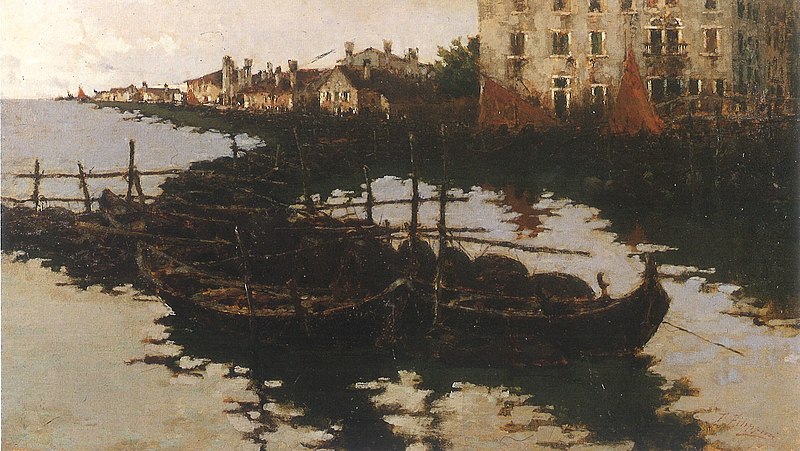 File:Francesco Filippini, Barche a Chioggia, 1892, Olio su tela, 80 x 129 cm.jpg