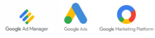 From left to right: The Google Ad Manager advertising exchange platform, logo for the Google Ads online advertising platform, and the Google Marketing Platform analytics platform GAds Logo.png