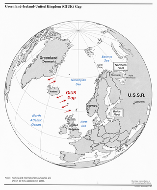 <span class="mw-page-title-main">GIUK gap</span> Passages between the northern Atlantic Ocean and the Norwegian Sea