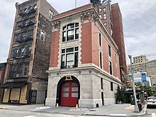 Photograph of Firehouse, Hook and Ladder Company 8, the New York City firehouse used for the exterior of the Ghostbusters headquarters