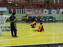 Thailand men's goalball team. Goalball at the IBSA Asia regional championships, Din Daeng, Bangkok, Thailand (Aug 2017). Goalball-2017 Asia-Pac Regional THA M.jpg