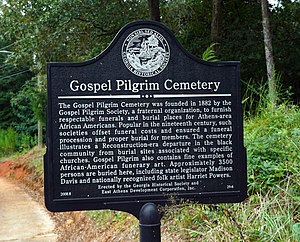 Gospel Pilgrim Cemetery Historical Marker, erected 2008, Athens, GA Gospel Pilgrim Cemetery Historical Marker.jpg