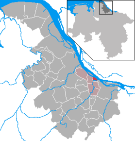 Poziția Grünendeich pe harta districtului Stade