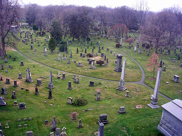 Landscaping and tree planting at Green-Wood Cemetery in the Brooklyn borough of New York City