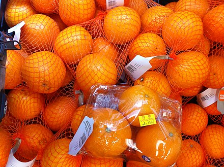 Oranges packed in net bags