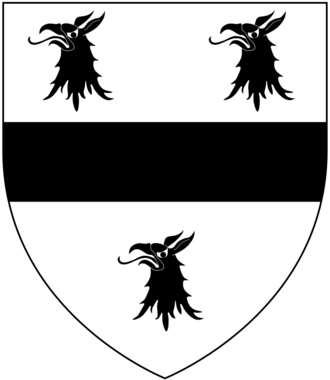 Arms of Hals of Kenedon: Argent, a fess between three griffin's heads erased sable HalsArms.png