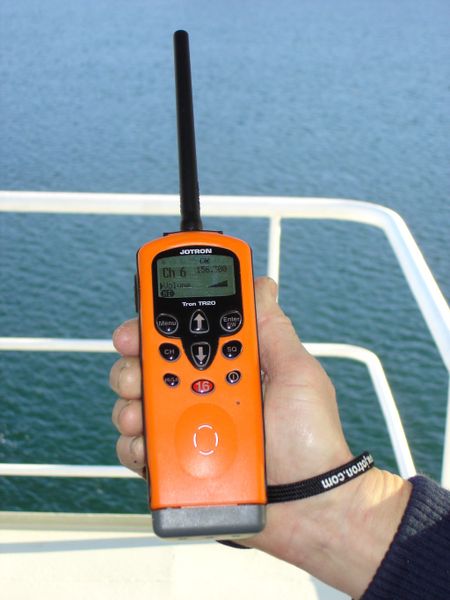 A handheld on-board communication station of the maritime mobile service