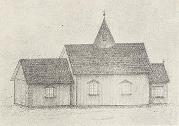 Drawing of the church exterior from before the 1868 renovations