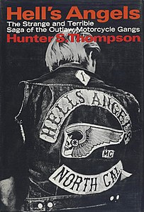 Hell's Angels de Hunter S. Thompson (couverture de la jaquette 1967 1ère édition) .jpg