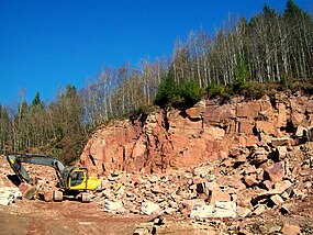 Pennant Sandstone being quarried at Mine Train Quarry. Historic 059.jpg