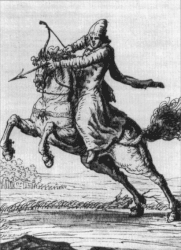 Русский ратник-конник, 1674 год, рисунок Э. Пальмквиста.