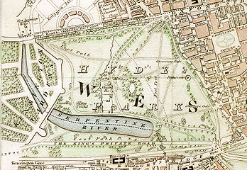 Hyde Park eta Kensington Lorategien zati bat, 1833 inguruan