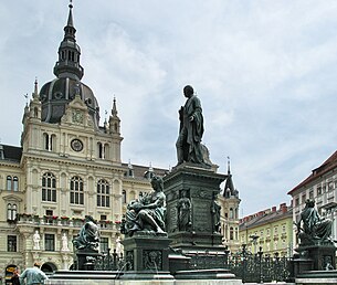 Grazer Hauptplatz in Blickrichtung Rathaus