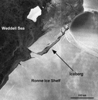 Satellite image of iceberg A-38 soon after calving