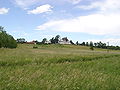 Polski: Odrowąż, widok od południa , z drogi do Samsonowa; od lewej - Dom Ludowy, plebania, dzwonnica i kościół św.Jacka English: Southern landscape of the village, from the route to Samsonów