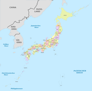Japan (full) (+Kuril Islands hatched), administrative divisions - de - colored.svg