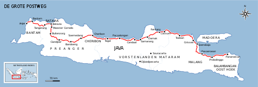 De Grote Postweg van Anjer naar Panaroecan in de regentschap Situbondo