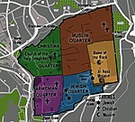 Karta över den gamla staden Jerusalem.