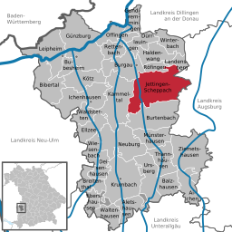 Läget för Jettingen-Scheppach i Landkreis Günzburg