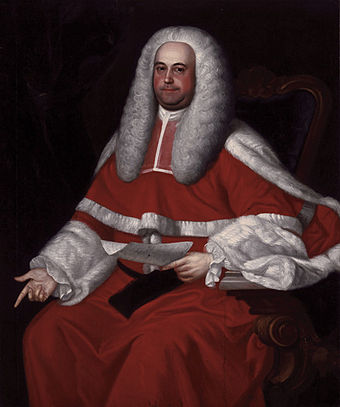 Portrait of Jonathan Belcher in 1757. He served as the first Chief Justice for the Nova Scotia Supreme Court from 1754 to 1776.