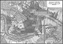 1888 German map of New Orleans, with surrounding communities of Algiers, Carrollton, Gretna. Karte New Orleans MKL1888.png