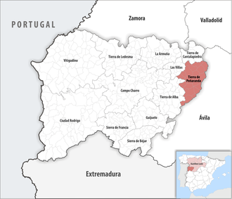 Die Lage der Comarca Tierra de Peñaranda in der Provinz Salamanca