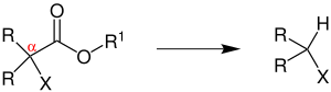 Reaktionsschema der Krapcho-Reaktion