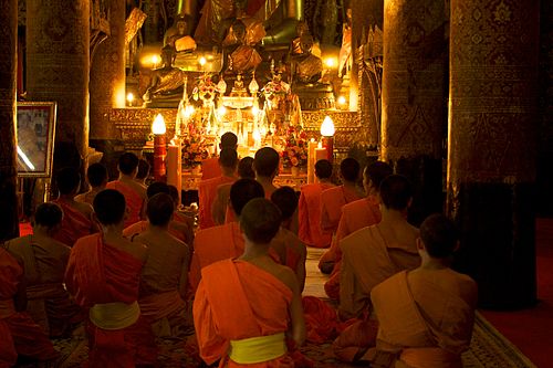 Monks gathered at evening prayer