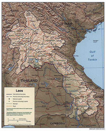 Detailed map of Laos