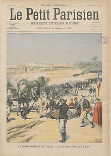Le Petit Parisien: General O'Connor's bombardment of Ksar Zenaga in the Figuig oasis in 1903. Le bombardement de Figuig, Le Petit Parisien 21 juin 1903.jpg
