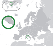 Localisation de la Cité du Vatican en Europe