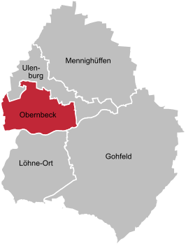 Ligging van Obernbeck in de gemeente Löhne