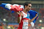 Luguelín Santos, hier nach dem Gewinn seiner Bronzemedaille über 400 Meter – ausgeschieden als Siebter in 21,13 s