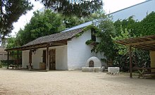 The Peralta Adobe in San Pedro Square was built in 1797 and is San Jose's oldest standing building. Luis Maria Peralta Adobe (cropped).jpg
