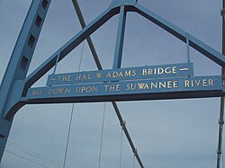 "Way down upon the Suwannee River" Luraville FL Hal Adams bridge north sign01.jpg