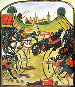 A csata illusztrációja egy genti kéziraton