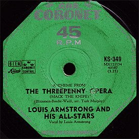 Louis Armstrong „Theme from the Threepenny Opera (Mack The Knife)” című kislemezének borítója ()