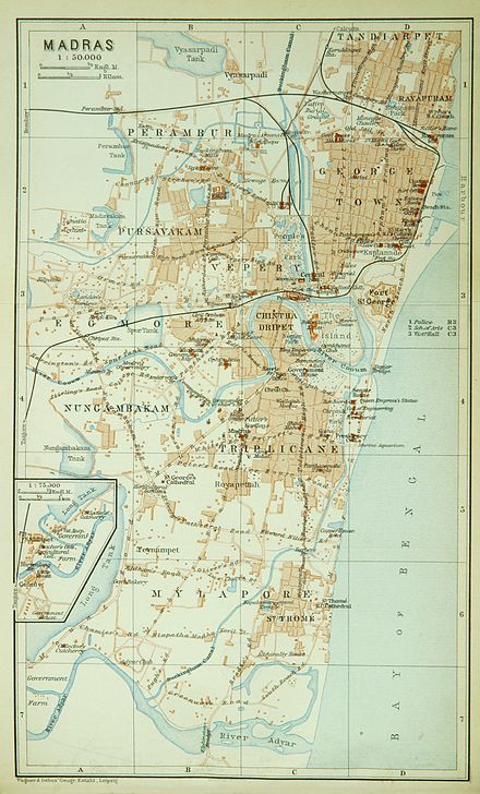 Map of Madras, ca 1914