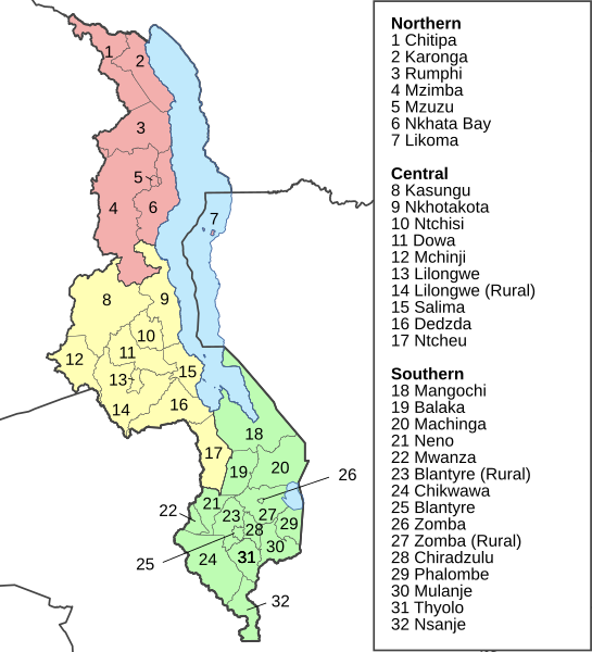 Datei:Malawi district map 2020.svg