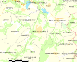 Mapa obce Mont-Notre-Dame