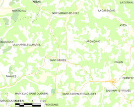Mapa obce Saint-Geniès