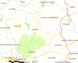 Mapa obce Landéan